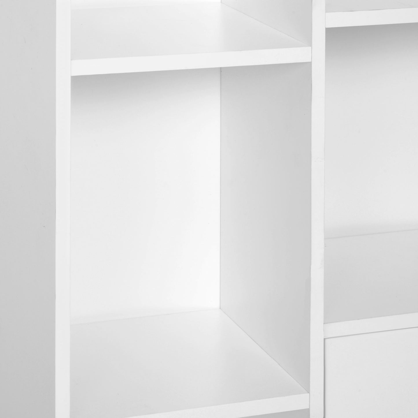 Tora Lesa Wood White Sideboard Bookcase With 2 Doors And 5 Storage Compartments