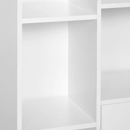 Tora Lesa Wood White Sideboard Bookcase With 2 Doors And 5 Storage Compartments