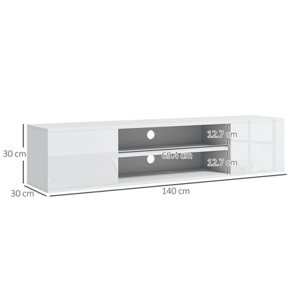 Lumipa 140cm High Gloss White Floating TV Stand With Open Shelves And Doors For Screens Up To 60 Inches
