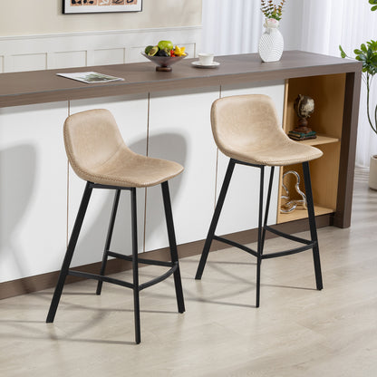 Panato Set Of 2 Light Brown Faux Leather Dining Bar Stools