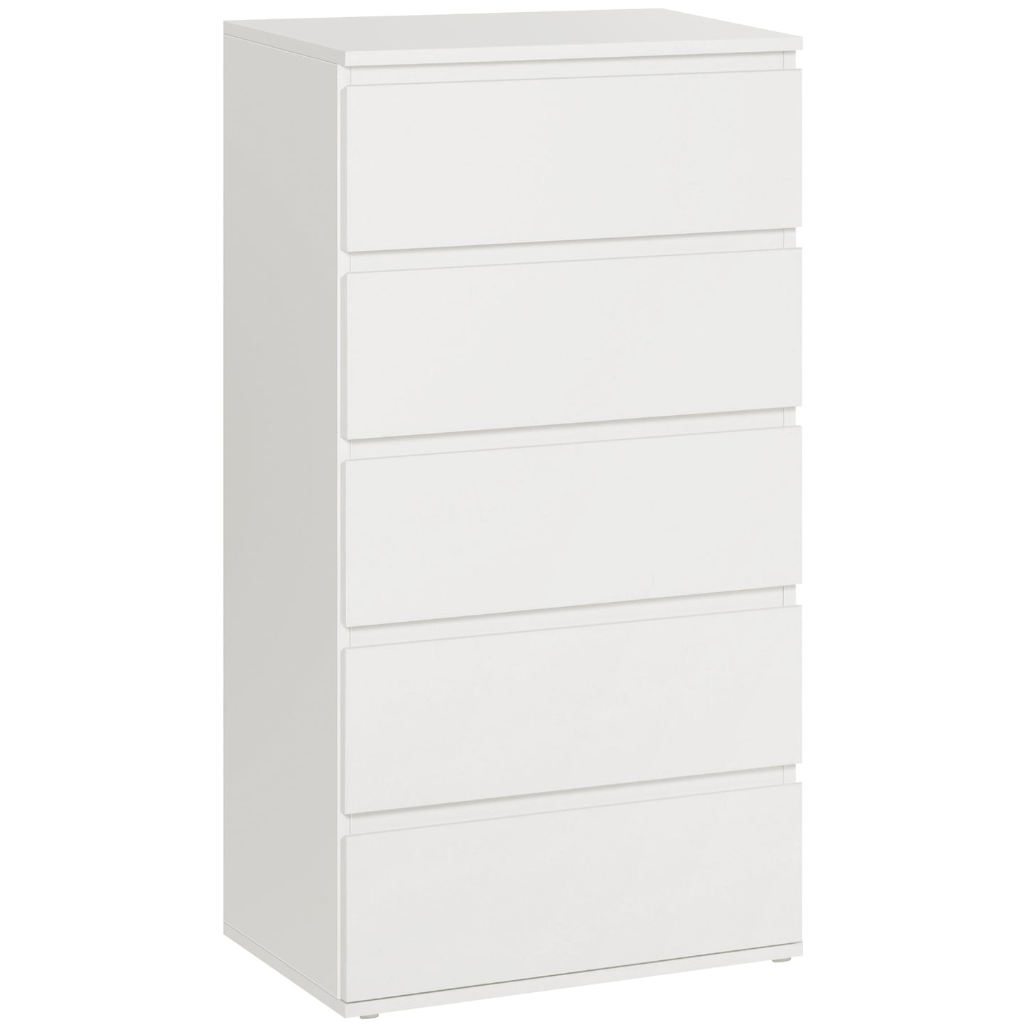 Else Wooden White 5 Drawer Storage Tower Chest