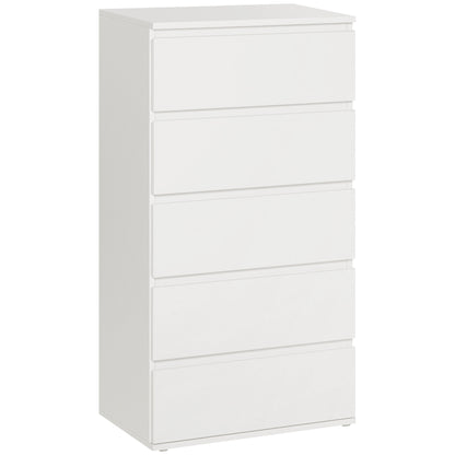 Else Wooden White 5 Drawer Storage Tower Chest
