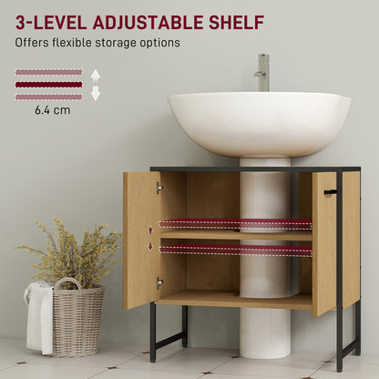 Nilota Under Sink Bathroom Vanity Cabinet With Soft Close Doors And Adjustable Shelving Natural Finish