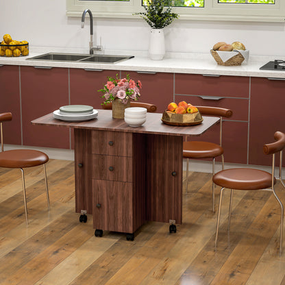 Difive Wooden Distressed Brown Drop Leaf Dining Table With Storage Seating 6