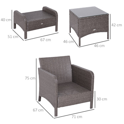 Vivimavi Rattan Grey 2 Seater Outdoor Bistro Set