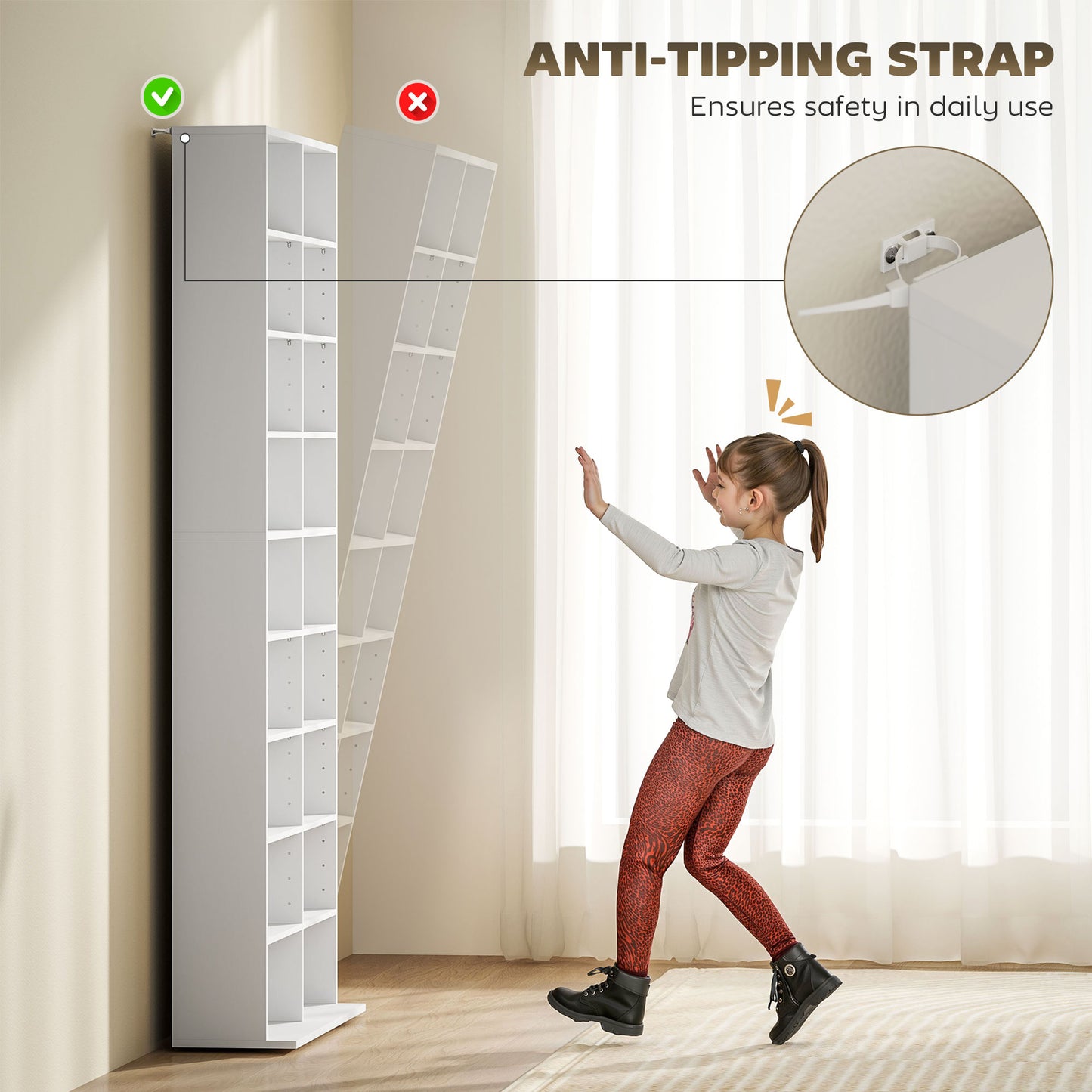 Latota Kezi Wood White Tall Media Storage Tower With 640 Disc Capacity