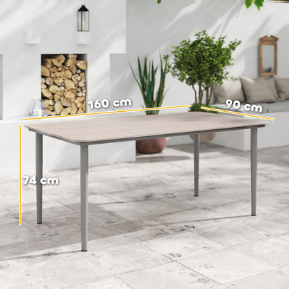 Navima Metal Light Grey Rectangular Outdoor Dining Table With WPiece Top For 6