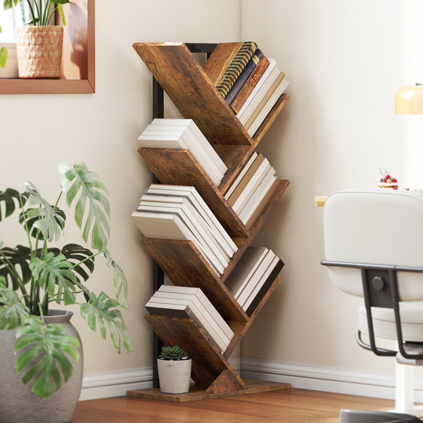 Modo Wood Wood Effect 6 Section Tree Style Bookcase