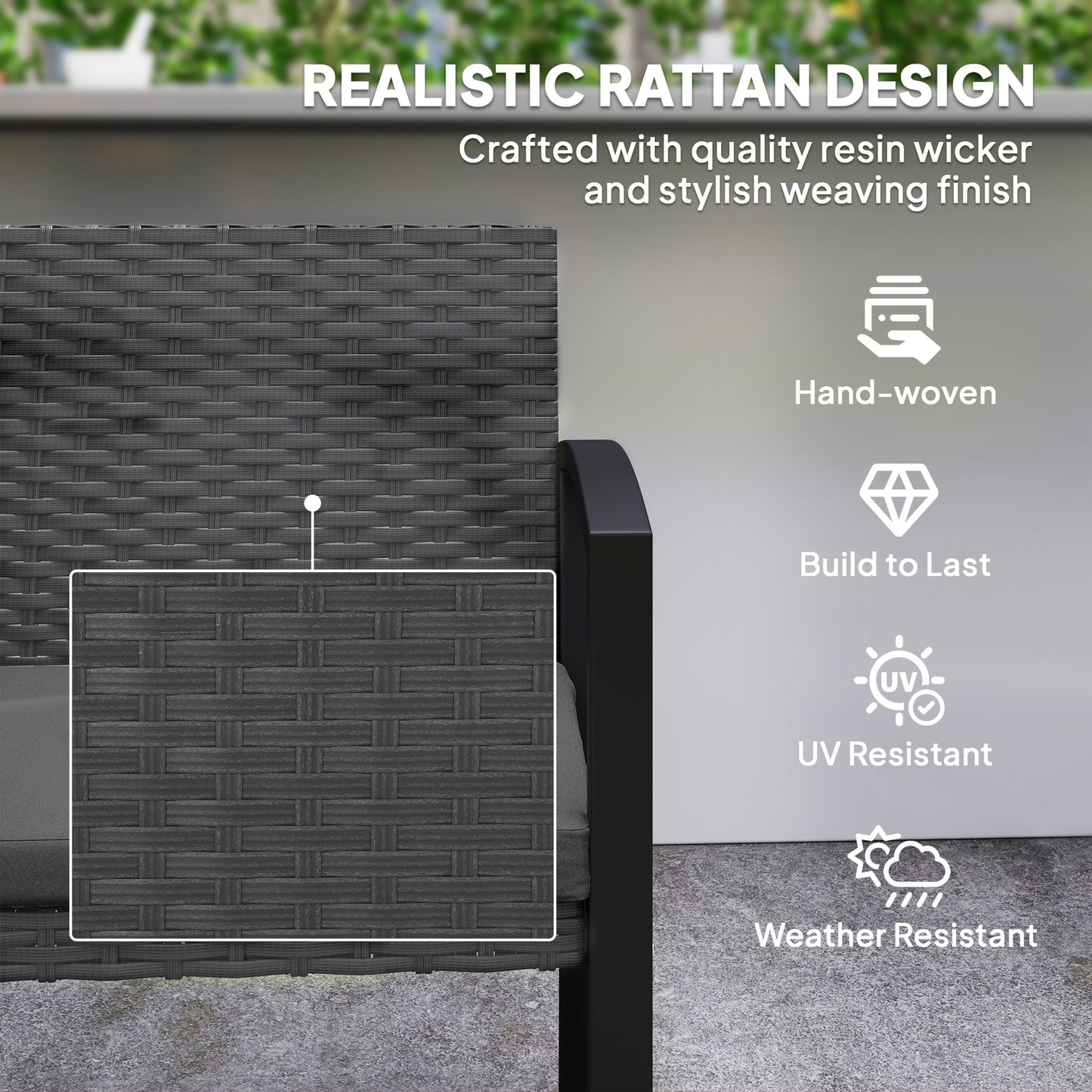 Haloka Rattan Light Grey 2 Seater Outdoor Garden Bench