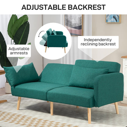Lopa Green 3 Seater Convertible Sofa Bed With Cushions