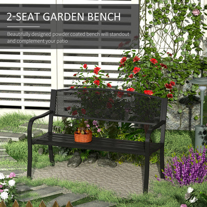 Zirila 2 Seater Steel Black and Mesh Outdoor Garden Bench