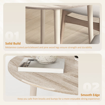 Levadifi Solid Wood Natural Round Folding Dining Table Seating 4 With TaFauxred Legs