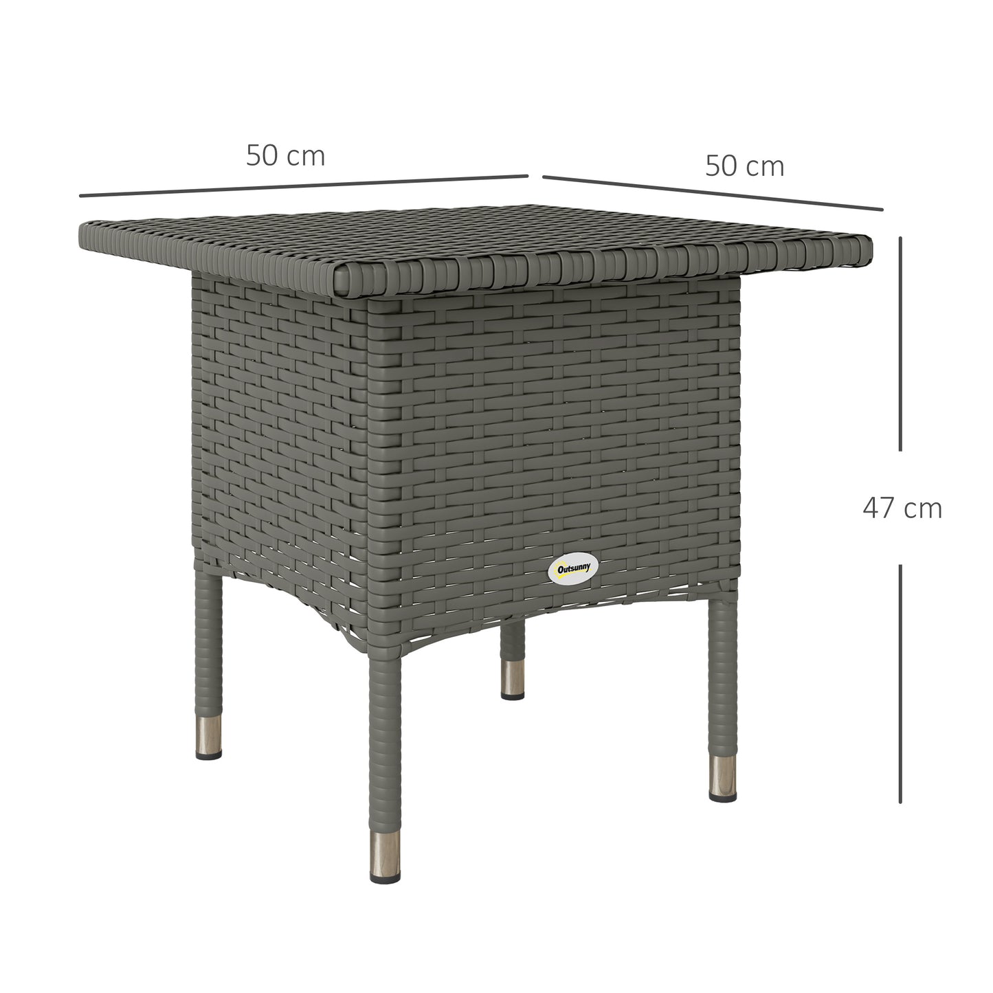 Nari Grey Rattan Outdoor Side Table With Woven Top