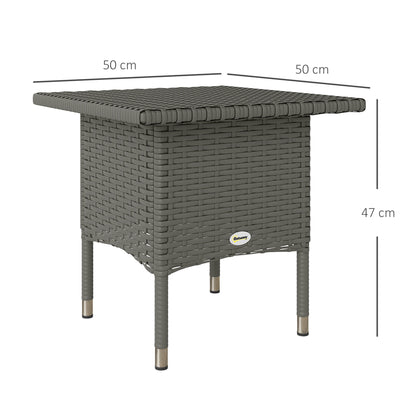 Nari Grey Rattan Outdoor Side Table With Woven Top
