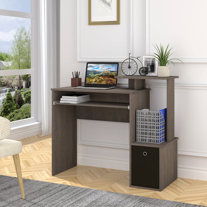 Ramo 100cm Wooden Grey Home Office Desk With Keyboard Tray Drawer And Side Shelving