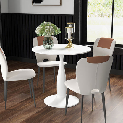 Lusose Metal And Steel Round Dining Table With Minimal Base For Small Dining Areas