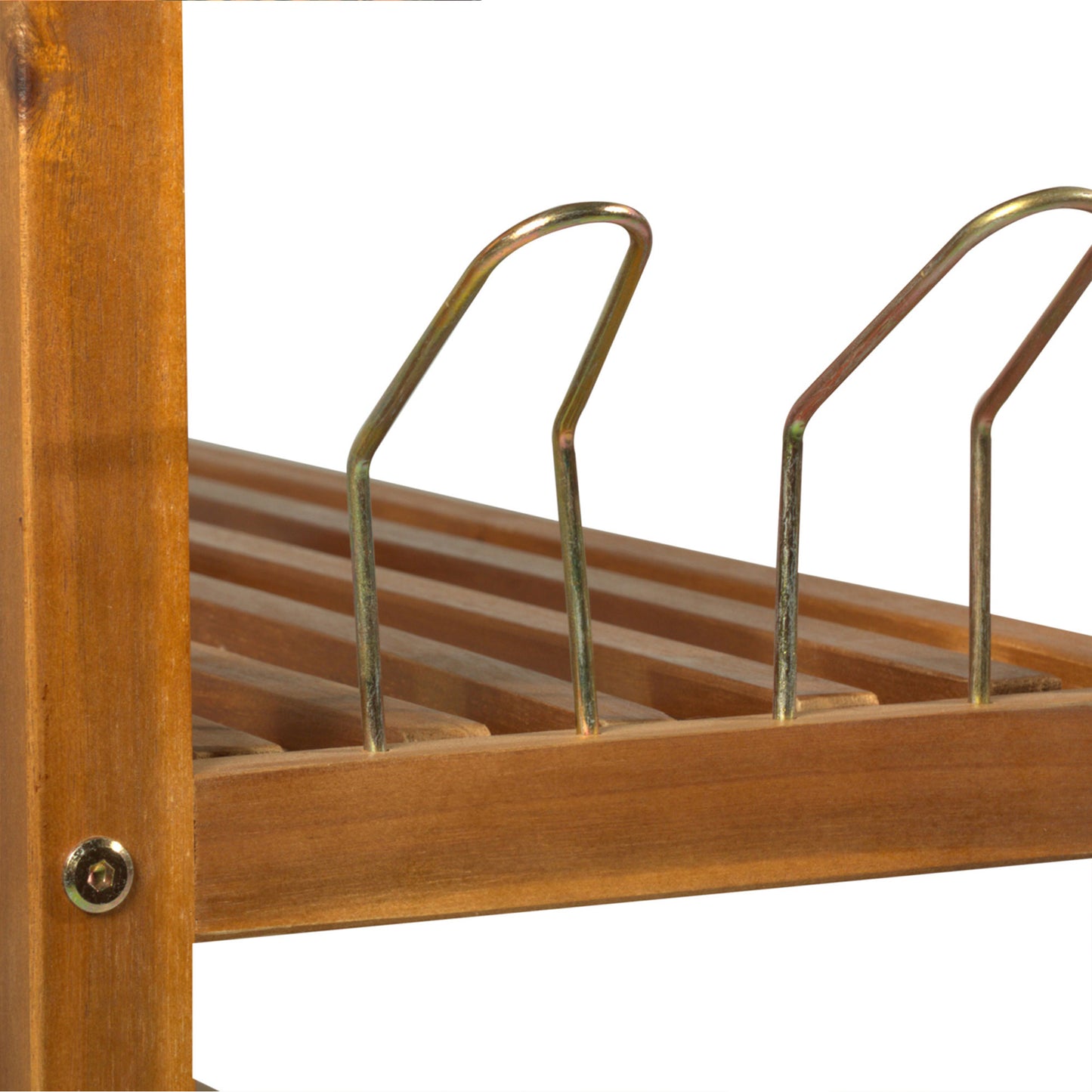 Leno Acacia Wood Teak 5 Tier Shoe Rack With Hangers For Up To 19 Pairs