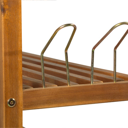 Leno Acacia Wood Teak 5 Tier Shoe Rack With Hangers For Up To 19 Pairs