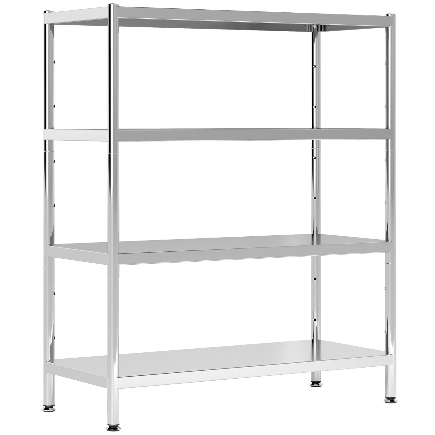 Nafado Stainless Steel Silver 4 Tier Bakers Rack Microwave Stand With Adjustable Shelves