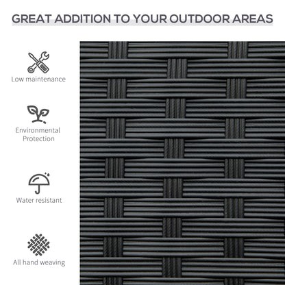 Vasu Rattan Black 2 Seater Outdoor Garden Bench With Armrests And Reinforced Backrest