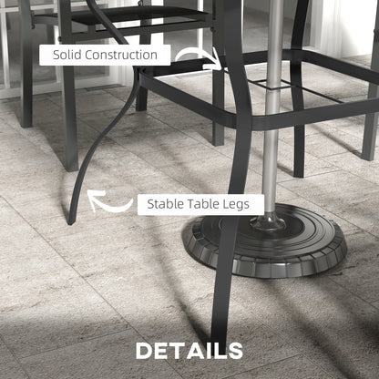 Coel Steel Grey And Black 4 Seater Garden Table With Parasol Hole