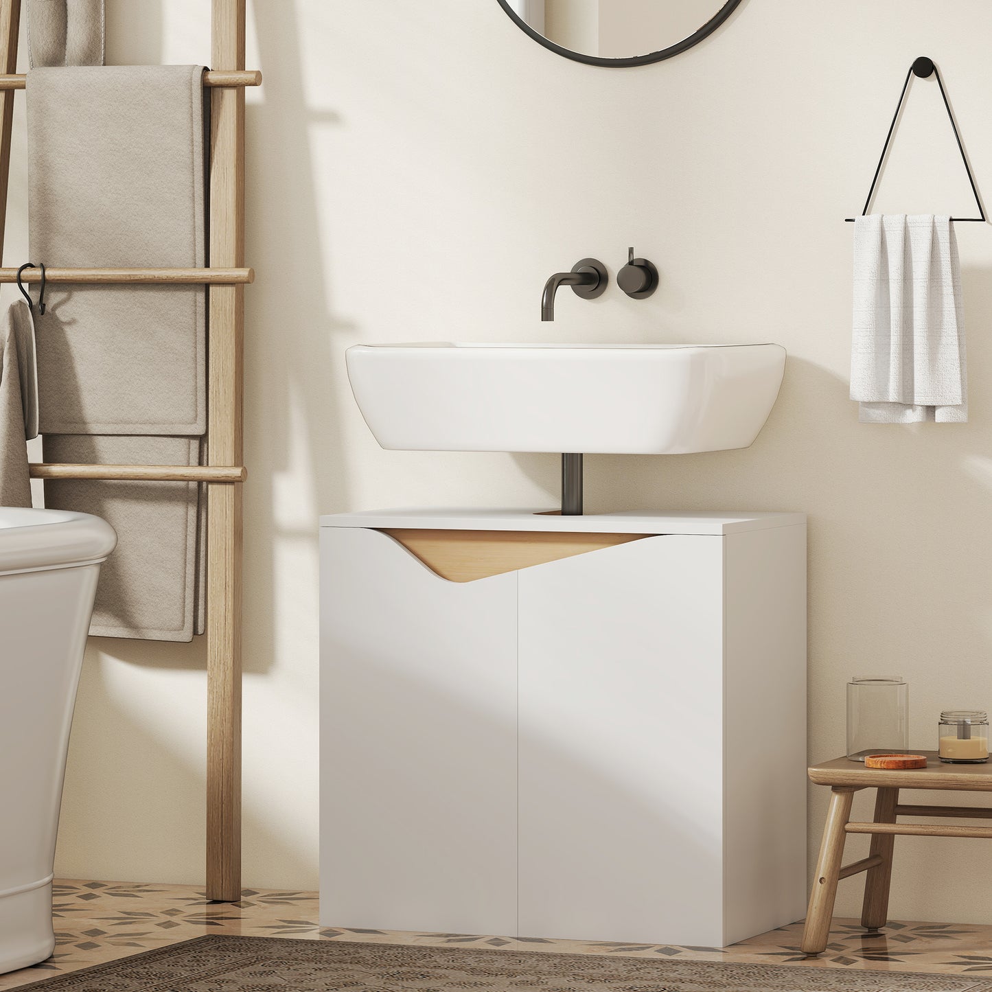 Lahane Under Sink Bathroom Storage Cabinet With Soft Close Doors White