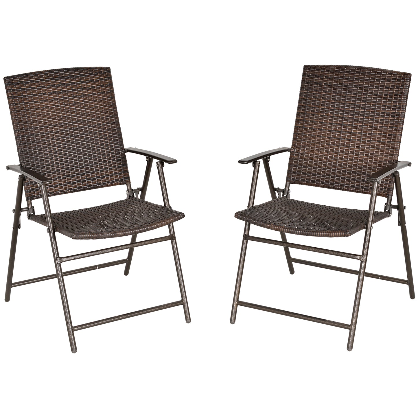 Soto Rattan Brown Set Of 2 Folding Outdoor Garden Dining Chairs
