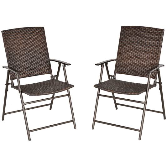 Soto Rattan Brown Set Of 2 Folding Dining Chairs