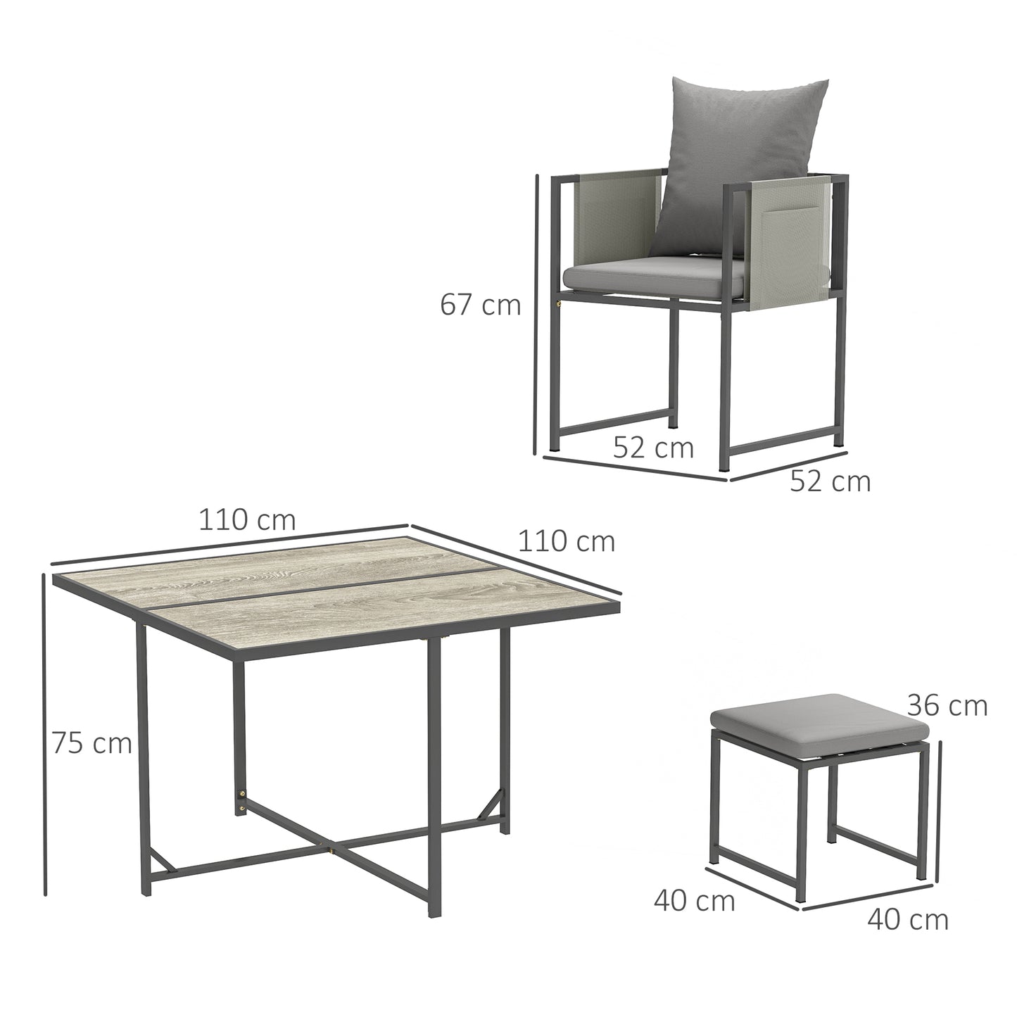 Layori 8 Seater Grey Steel Frame Garden Dining Set