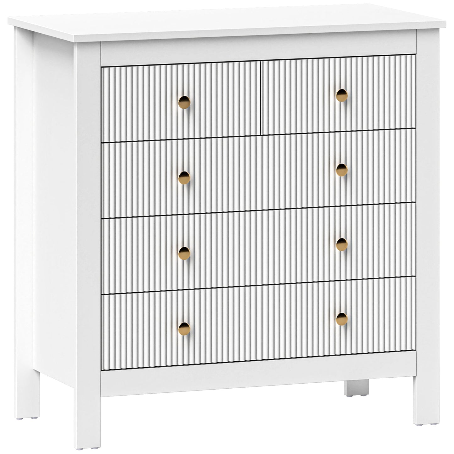 Vedise Wooden White Elegant 5 Drawer Chest Of Drawers