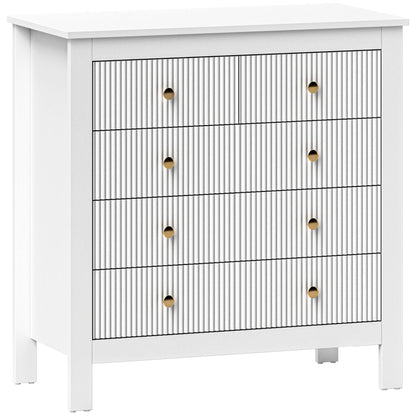 Vedise Wooden White Elegant 5 Drawer Chest Of Drawers