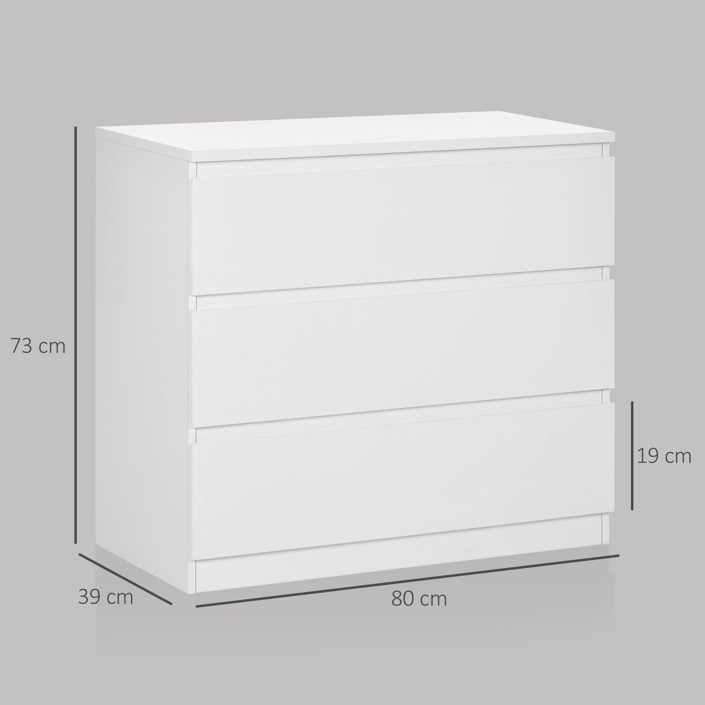 Luvilo Wood White 3 Drawer Storage Chest