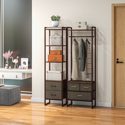 Lufa Metal And Wood Industrial 4 Tier Display Shelf With Lower Drawers