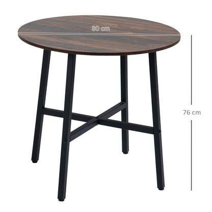 Vizina Metal And Wood Rustic Brown Round Industrial Dining Table 85cm