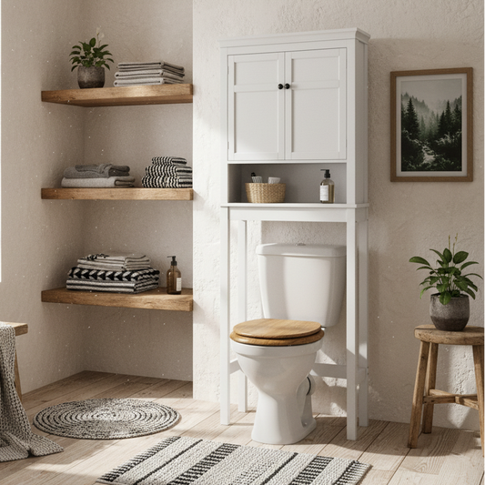 Nivele Over Toilet And Appliance Storage Cabinet In White