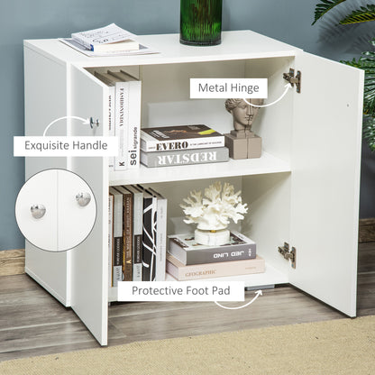 Cosofi White Wood Freestanding Storage Cabinet 2 Doors 2 Shelves