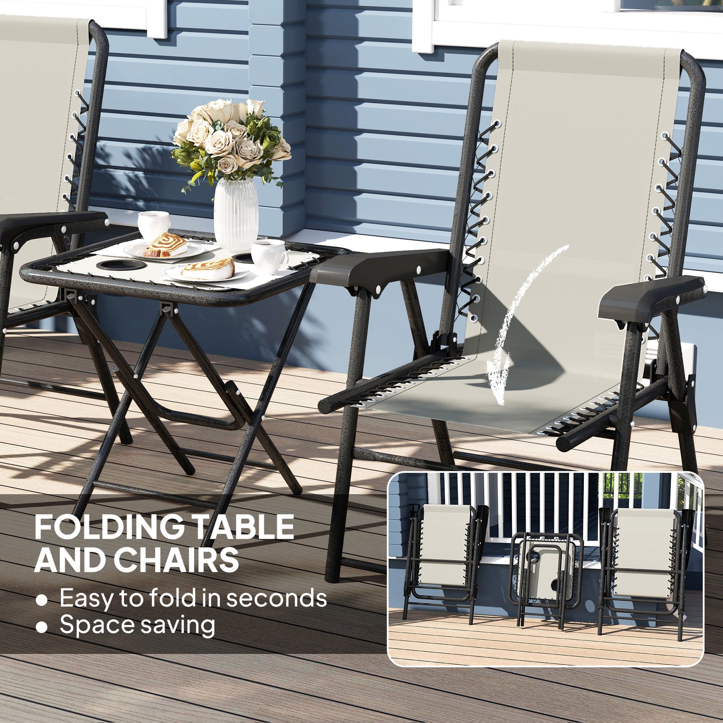 Lano Metal Dark Grey Mesh 3 Piece Garden Bistro Table And Chair Set