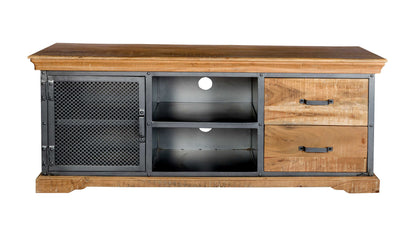 Albatross Mango Wood and Metal TV Media Unit 1 Door 2 Drawers