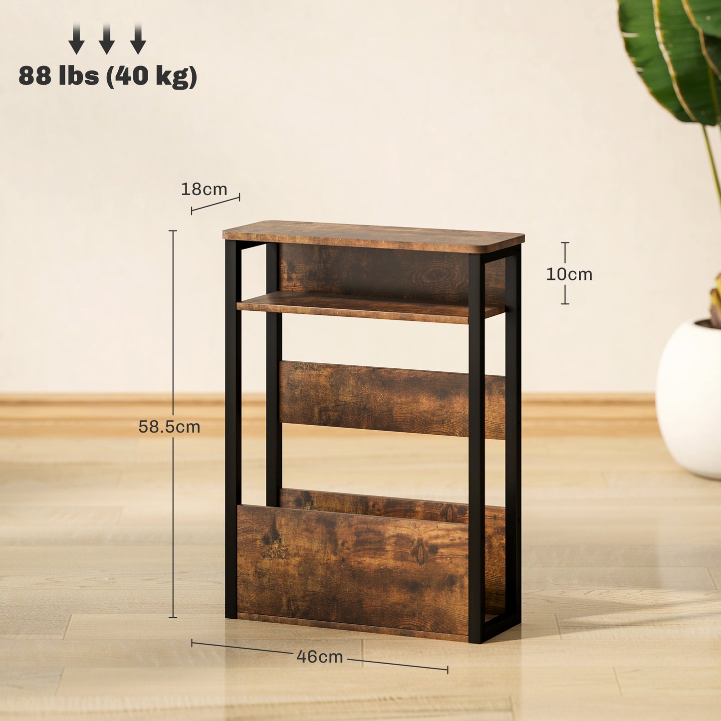 Novizi Metal And Wooden Black And Brown Industrial Style Side Table