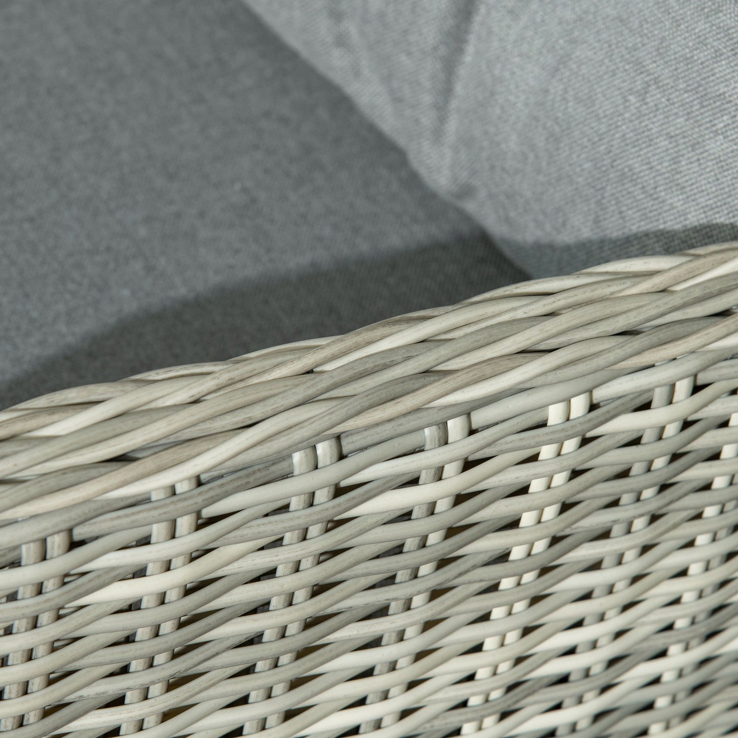 Lusuva Faux Rattan Grey 5 Piece Reclining Bistro Set With Footstools Cushions And Glass Table