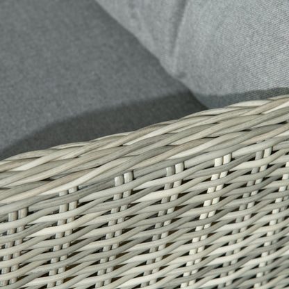 Lusuva Faux Rattan Grey 5 Piece Reclining Bistro Set With Footstools Cushions And Glass Table