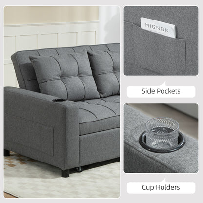 Rireel Diha Dark Grey Upholstered 2 Seater Pull Out Sofa Bed