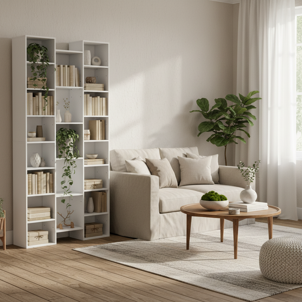 Elpa Wooden White Twenty One Compartment Storage Bookcase