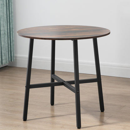 Vizina Metal And Wood Rustic Brown Round Industrial Dining Table 85cm