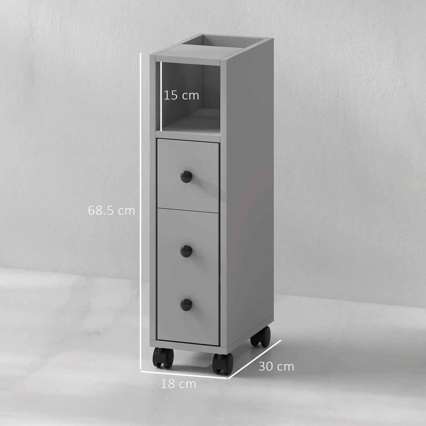 Slim Grey Bathroom Storage Cabinet With Compact Footprint