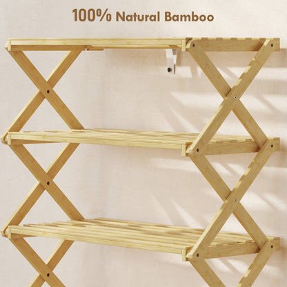 Lafa Mazi Natural Bamboo  5 Tier Folding Shoe Rack