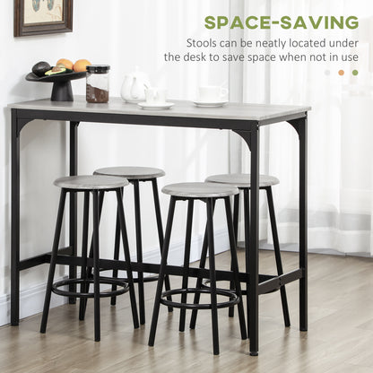 Finani Wooden Grey And Black 5 Piece Industrial Bar Table And Stool Set