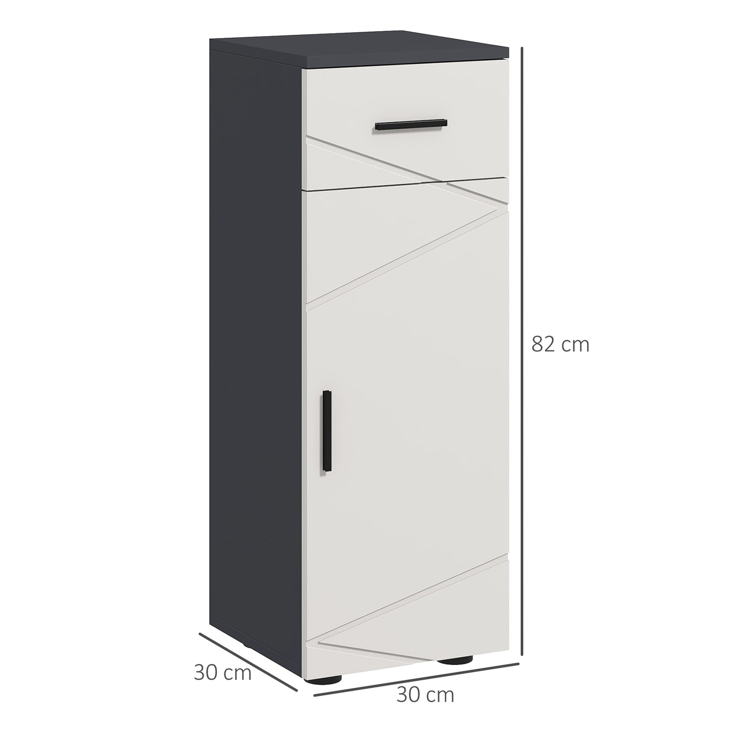 Fimala Slim Grey Bathroom Storage Cabinet With Drawer Cupboard Adjustable Shelves And Soft Close Door