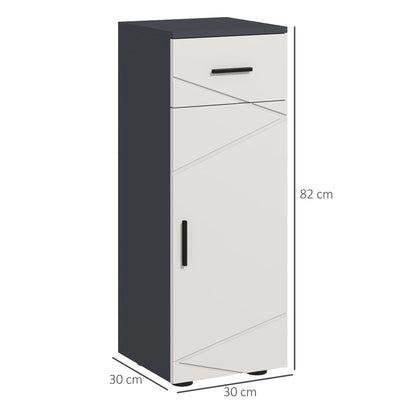 Fimala Slim Grey Bathroom Storage Cabinet With Drawer Cupboard Adjustable Shelves And Soft Close Door