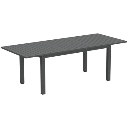 Tosala Aluminium Grey Extendable Outdoor Dining Table With Slatted Top For 6